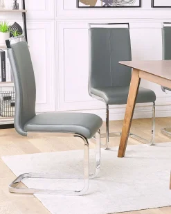 Set di 2 sedie da pranzo GREEDIN Pelle sintetica Grigio