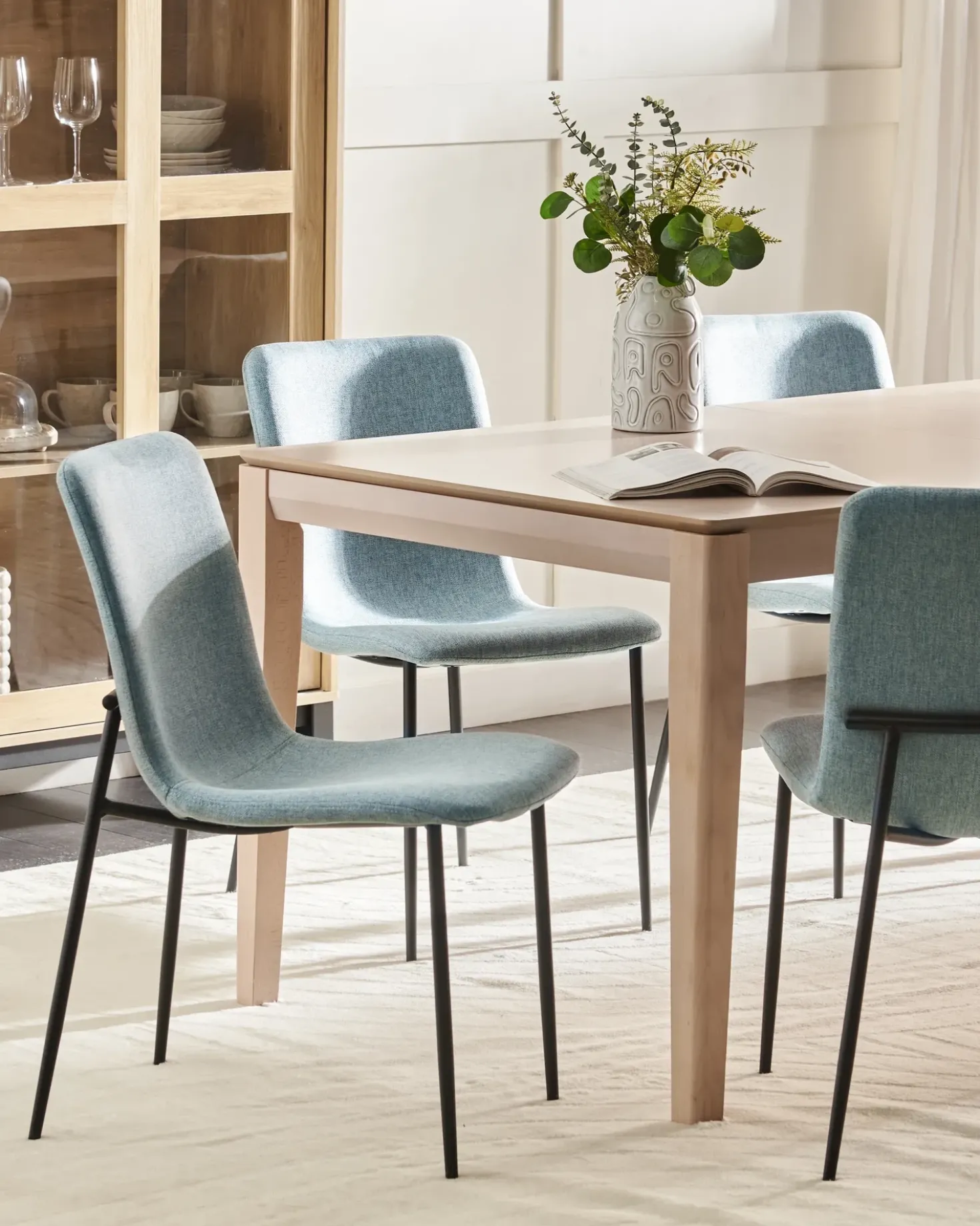 Set di 4 sedie da pranzo GLENDIVE Tessuto Azzurro