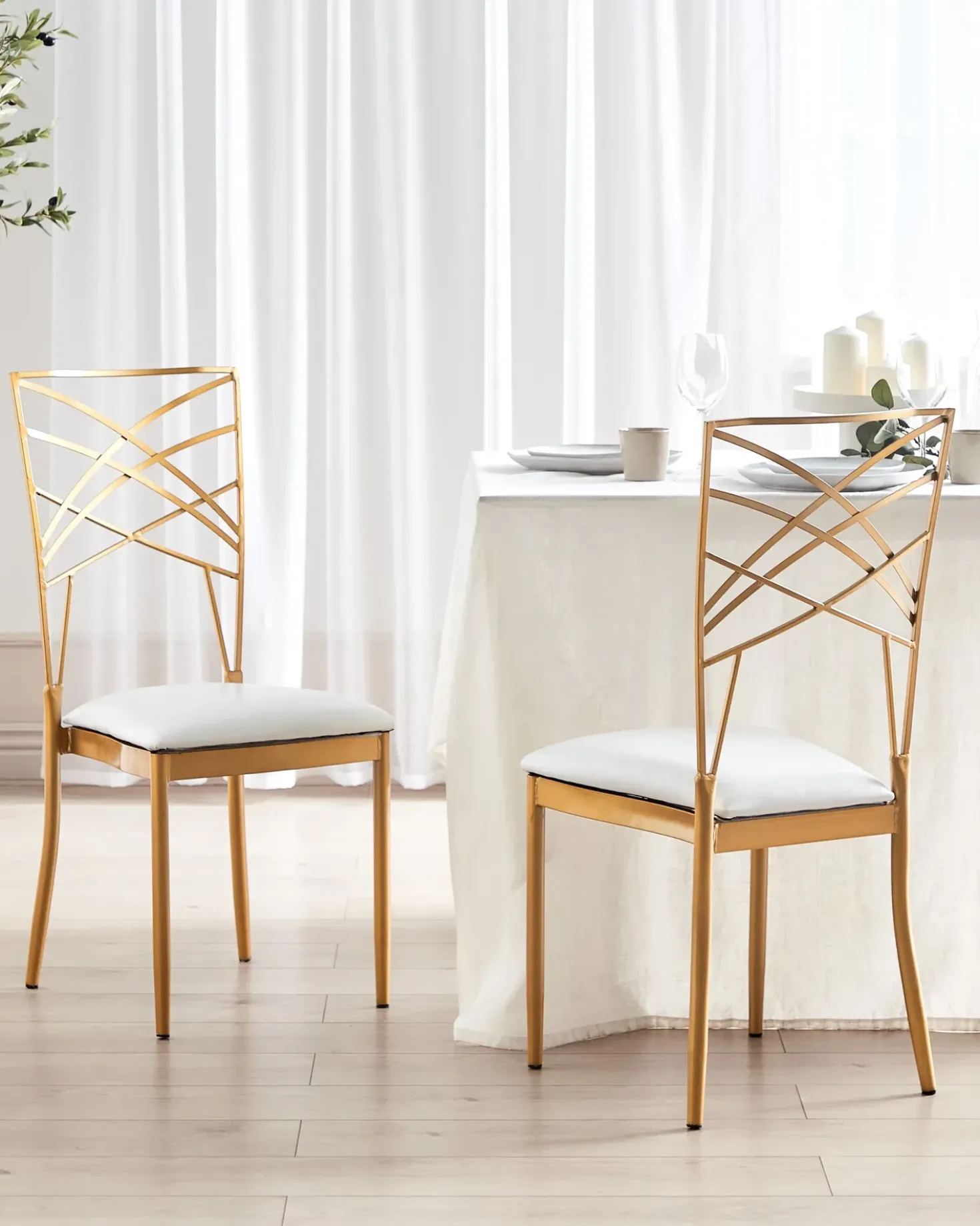 Set di 2 sedie da pranzo GIRARD Metallo Oro