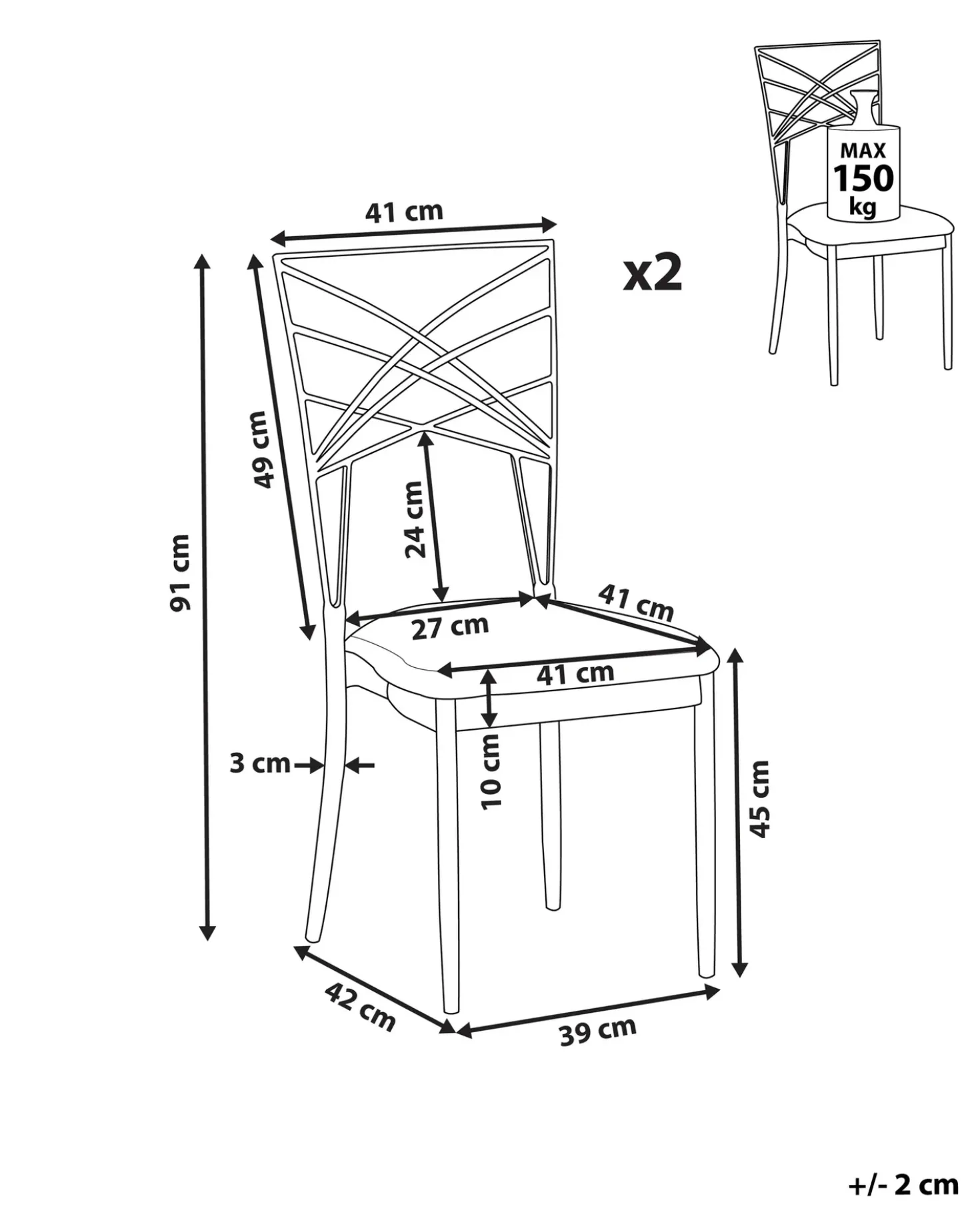 Set di 2 sedie da pranzo GIRARD Metallo Oro