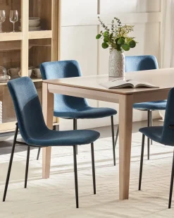 Set di 4 sedie da pranzo GLENDIVE Tessuto Blu scuro