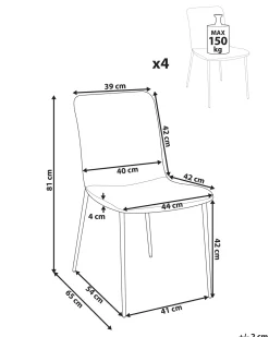 Set di 4 sedie da pranzo GLENDIVE Tessuto Blu scuro