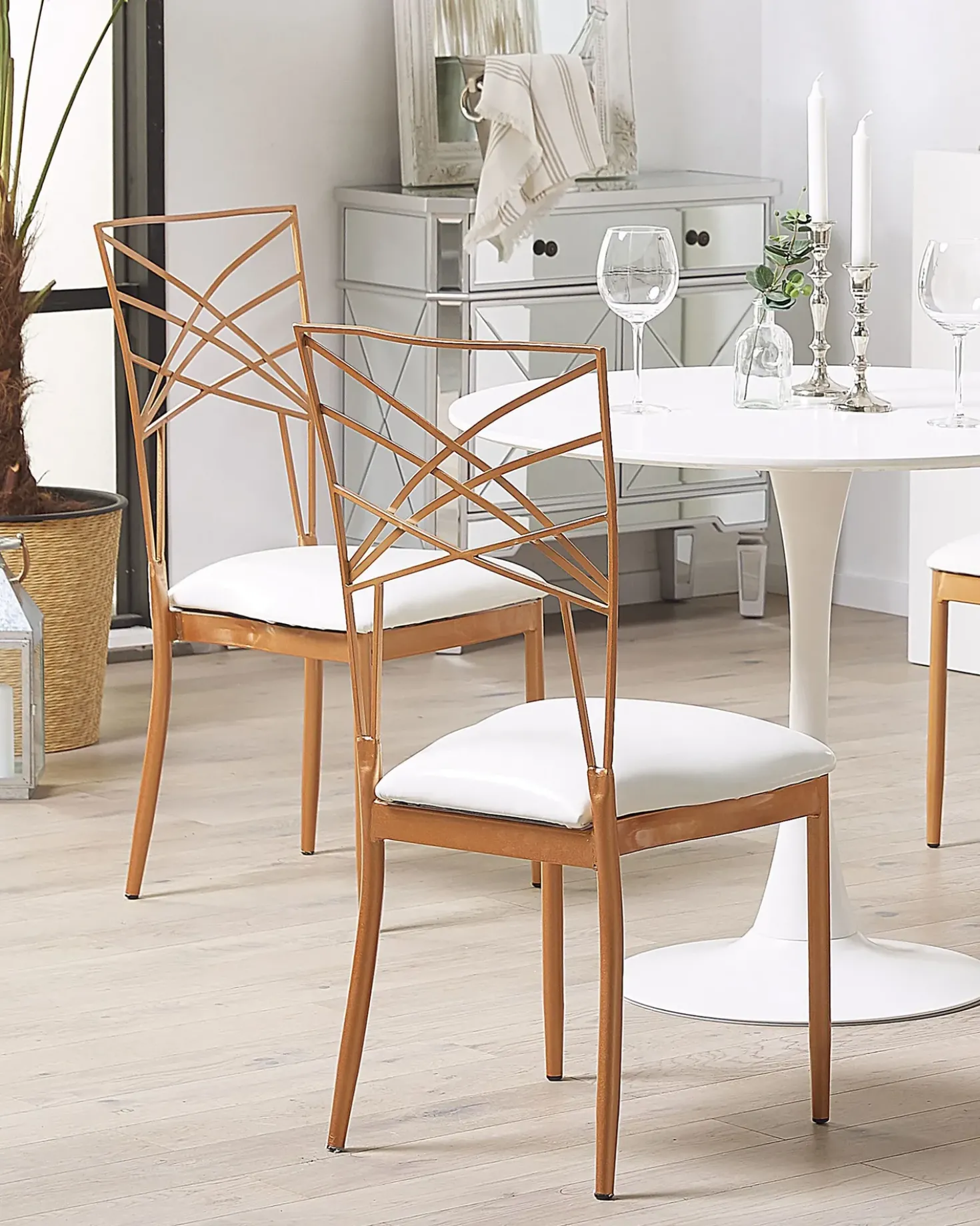 Set di 2 sedie da pranzo GIRARD Metallo Oro rosa