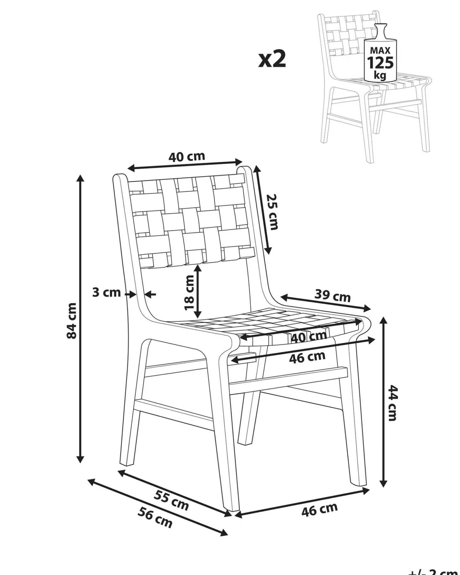 Set di 2 sedie da pranzo HUMBLE Legno Marrone chiaro