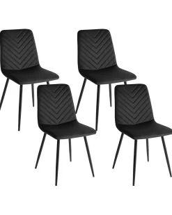 Set di 4 sedie da pranzo HAVRE Velluto Nero