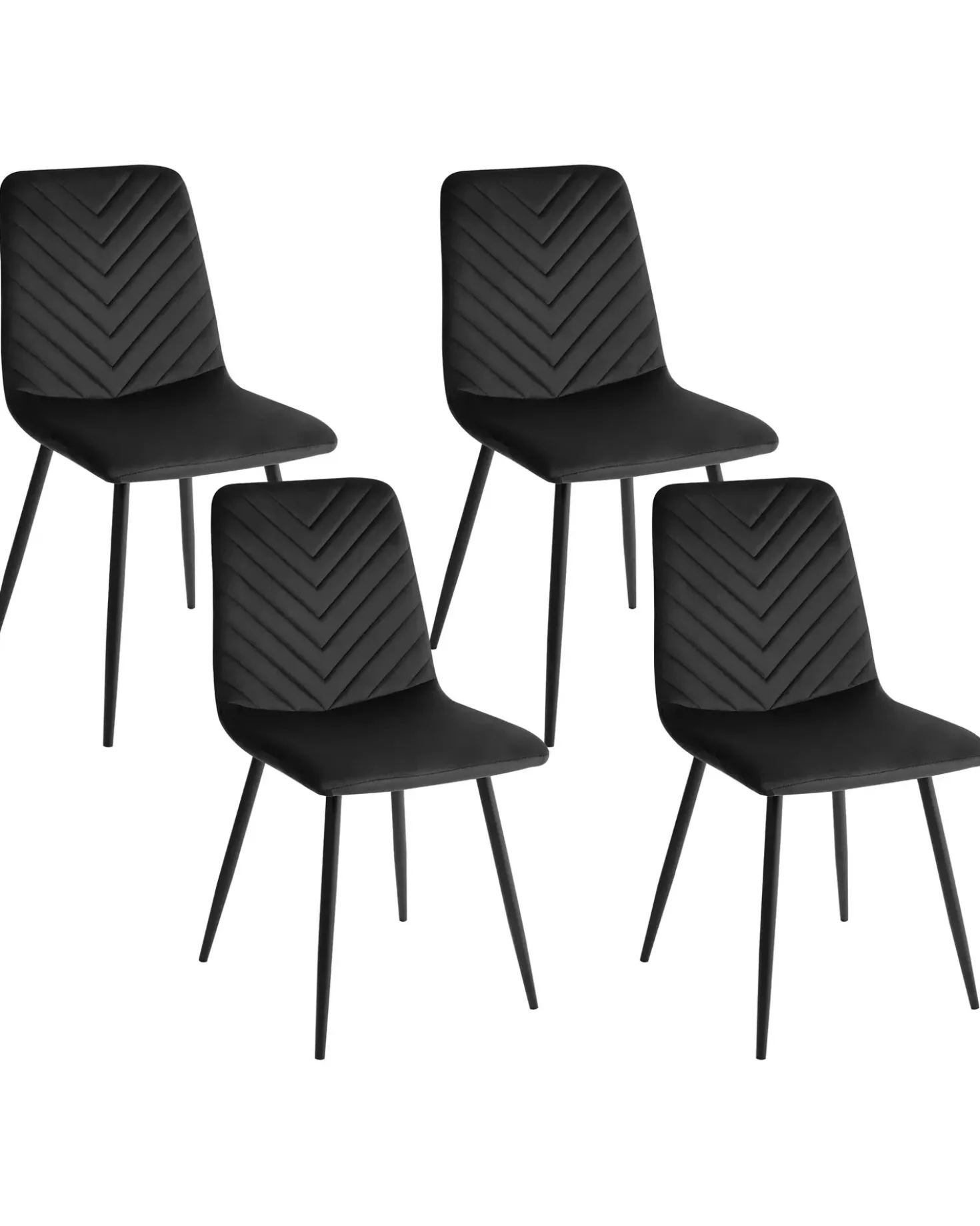 Set di 4 sedie da pranzo HAVRE Velluto Nero