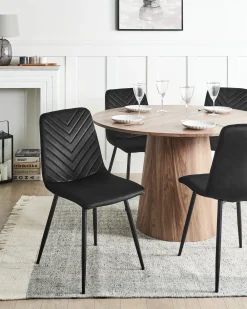 Set di 4 sedie da pranzo HAVRE Velluto Nero