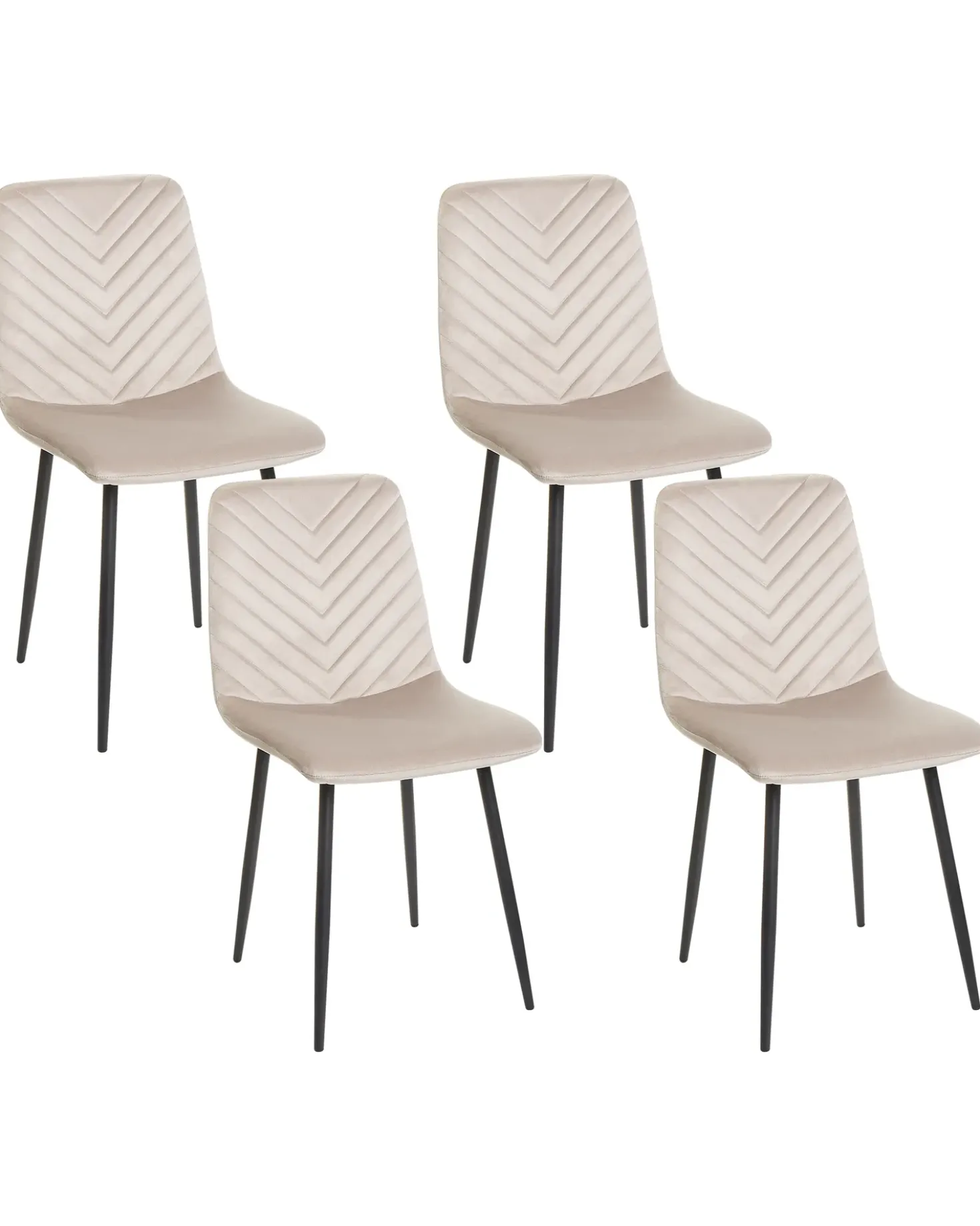 Set di 4 sedie da pranzo HAVRE Velluto Beige