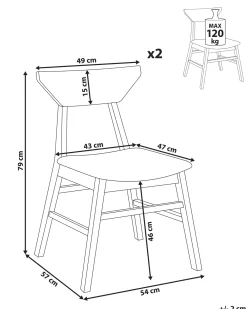 Set di 2 sedie da pranzo HOPKINS Legno Marrone chiaro
