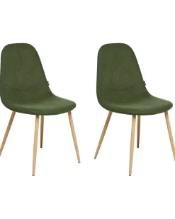 Set di 2 sedie da pranzo HILDEN Velluto a coste Verde