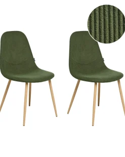 Set di 2 sedie da pranzo HILDEN Velluto a coste Verde