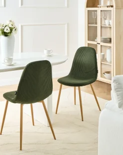 Set di 2 sedie da pranzo HILDEN Velluto a coste Verde