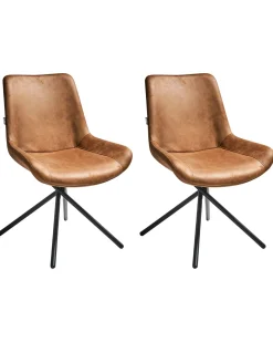 Set di 2 sedie da pranzo HAILEY Scamosciato sintetico Marrone dorato
