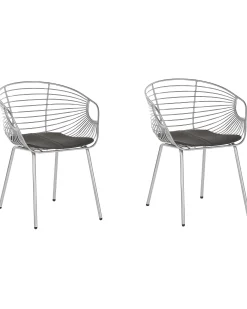Set di 2 sedie da pranzo HOBACK Metallo Argento
