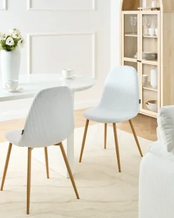 Set di 2 sedie da pranzo HILDEN Velluto a coste Bianco