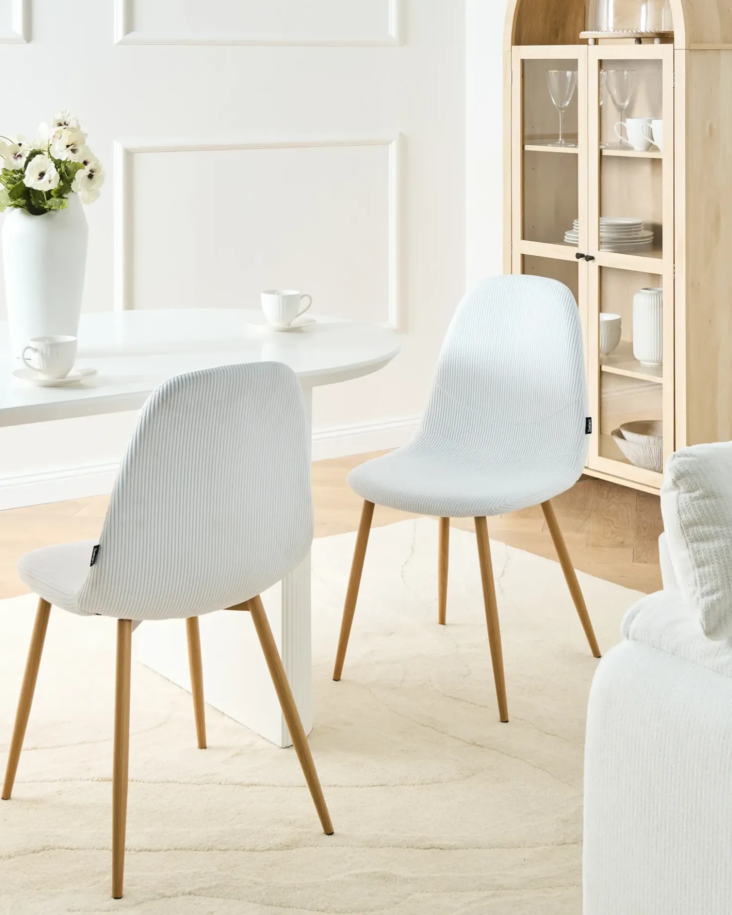 Set di 2 sedie da pranzo HILDEN Velluto a coste Bianco