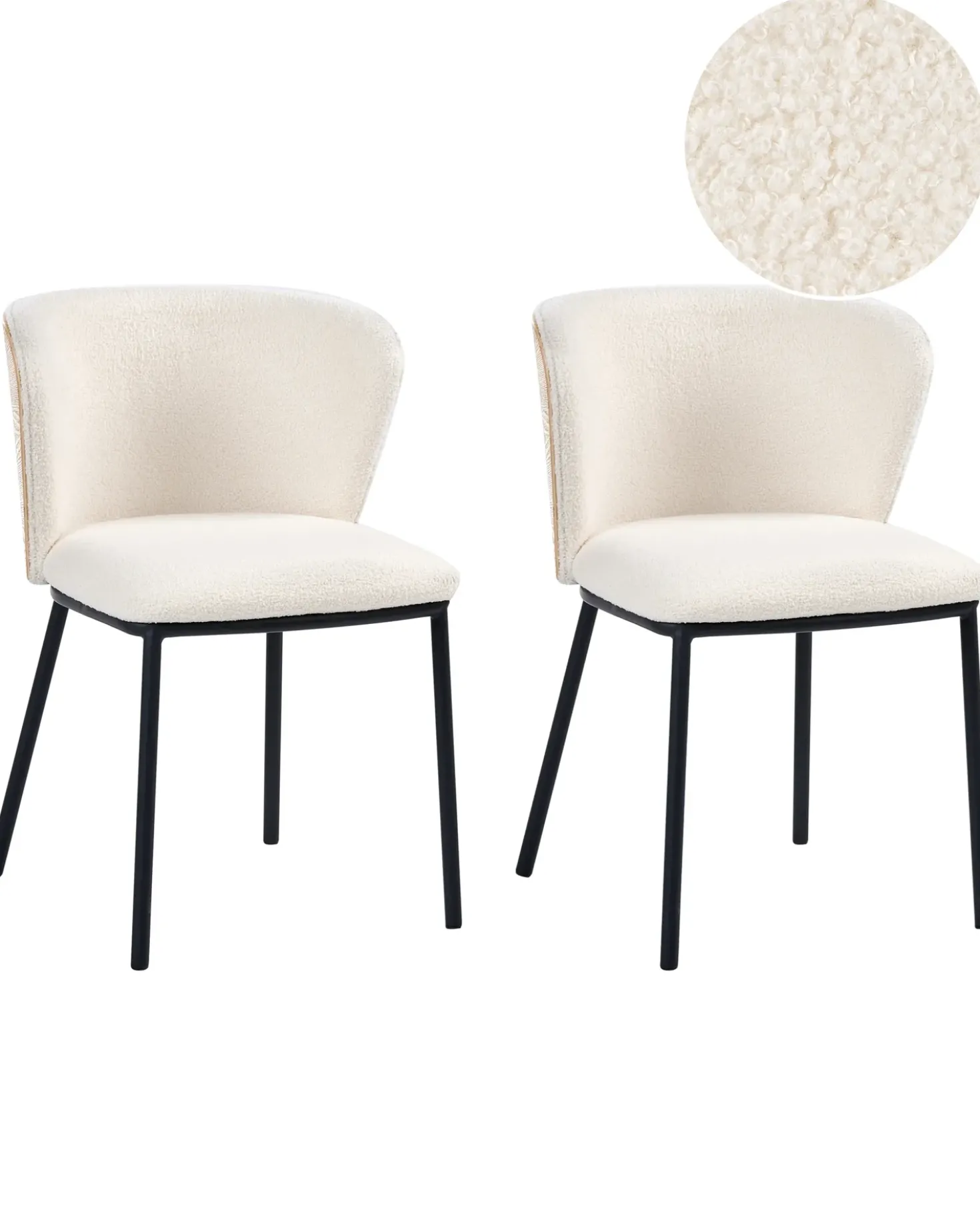 Set di 2 sedie da pranzo HOSKIN Bouclé Bianco sporco