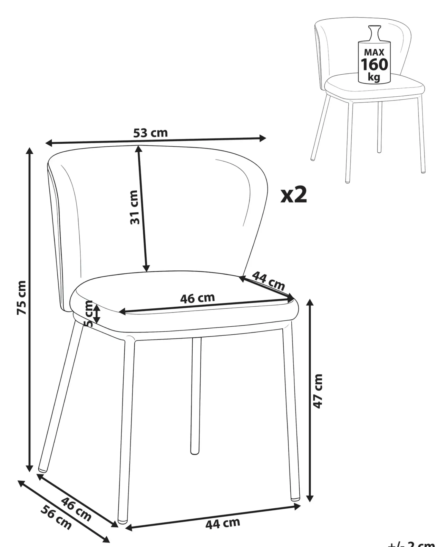 Set di 2 sedie da pranzo HOSKIN Bouclé Bianco sporco