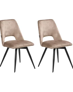 Set di 2 sedie da pranzo HALLETT Velluto Beige