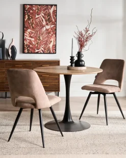 Set di 2 sedie da pranzo HALLETT Velluto Beige