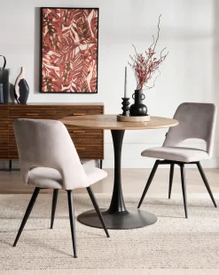 Set di 2 sedie da pranzo HALLETT Velluto Beige chiaro