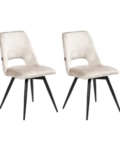 Set di 2 sedie da pranzo HALLETT Velluto Beige chiaro