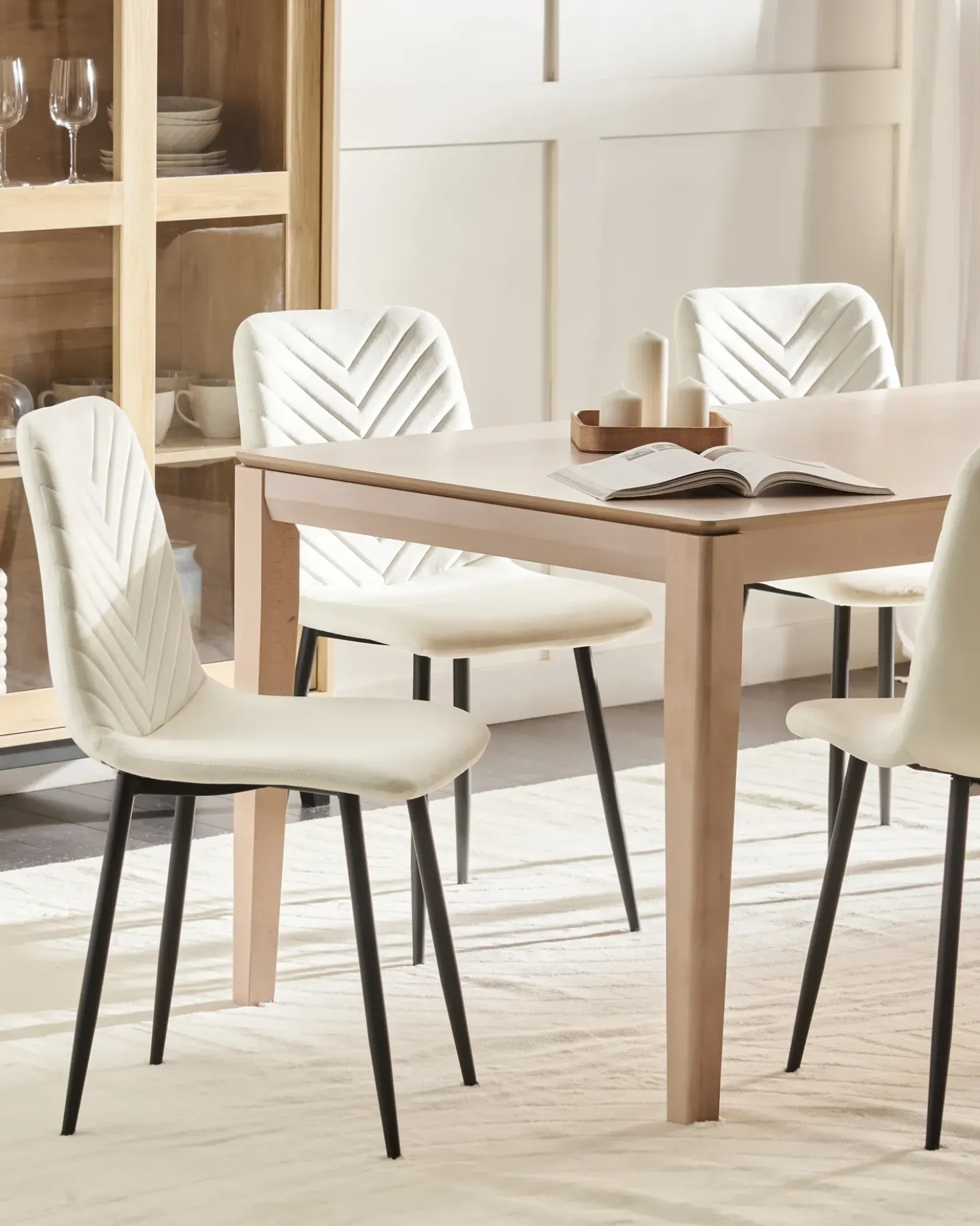 Set di 4 sedie da pranzo HAVRE Velluto Bianco sporco