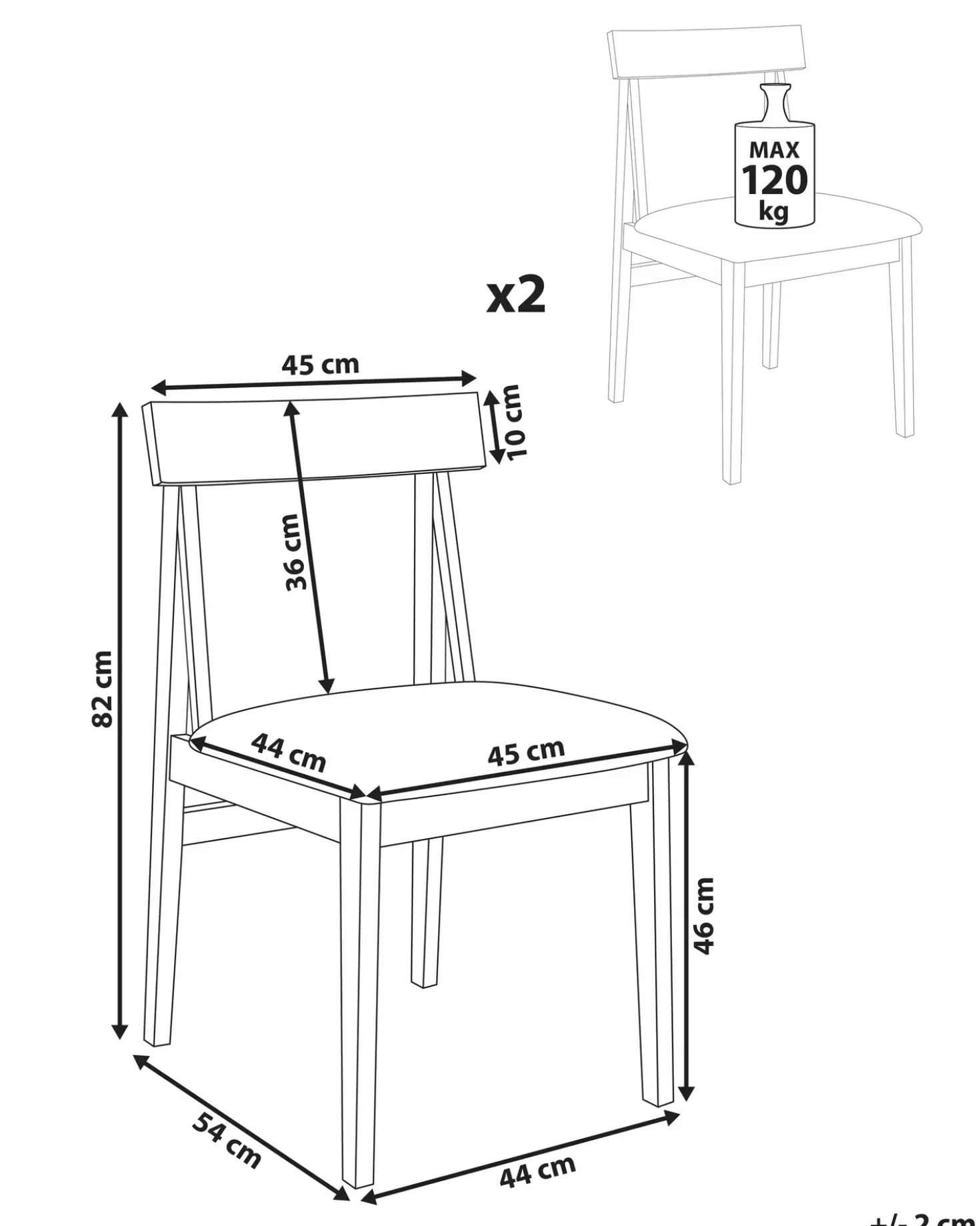 Set di 2 sedie da pranzo ISLE Legno Marrone/Grigio