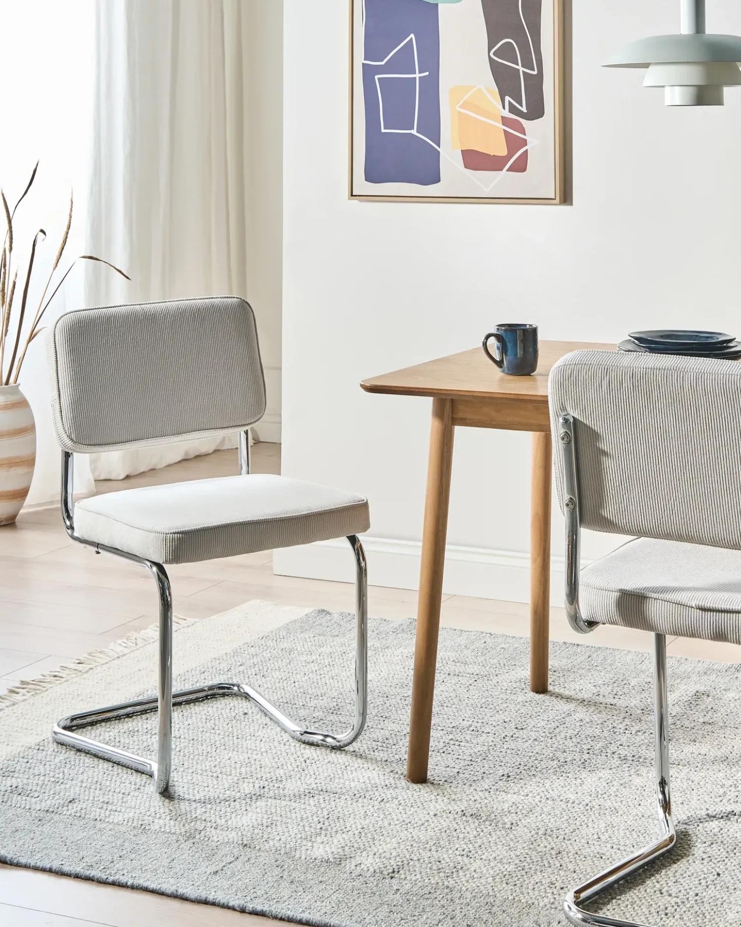 Set di 2 sedie da pranzo IRWIN Velluto a coste Bianco sporco