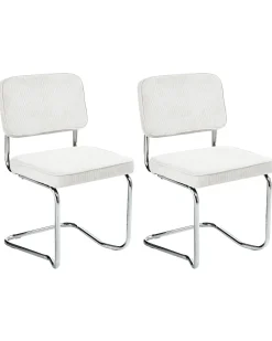 Set di 2 sedie da pranzo IRWIN Velluto a coste Bianco sporco