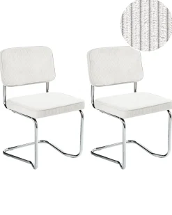 Set di 2 sedie da pranzo IRWIN Velluto a coste Bianco sporco
