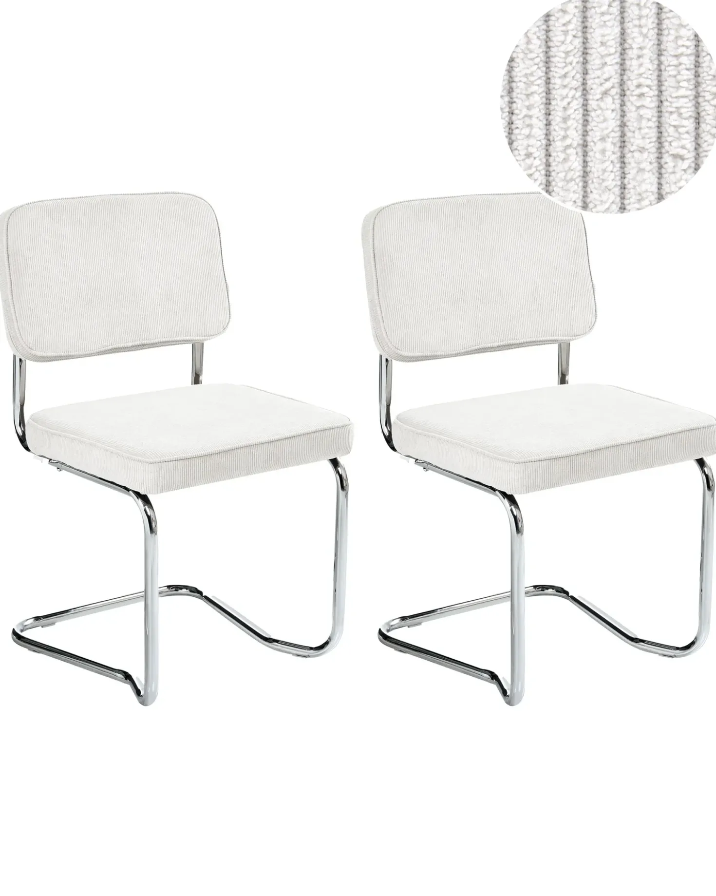 Set di 2 sedie da pranzo IRWIN Velluto a coste Bianco sporco