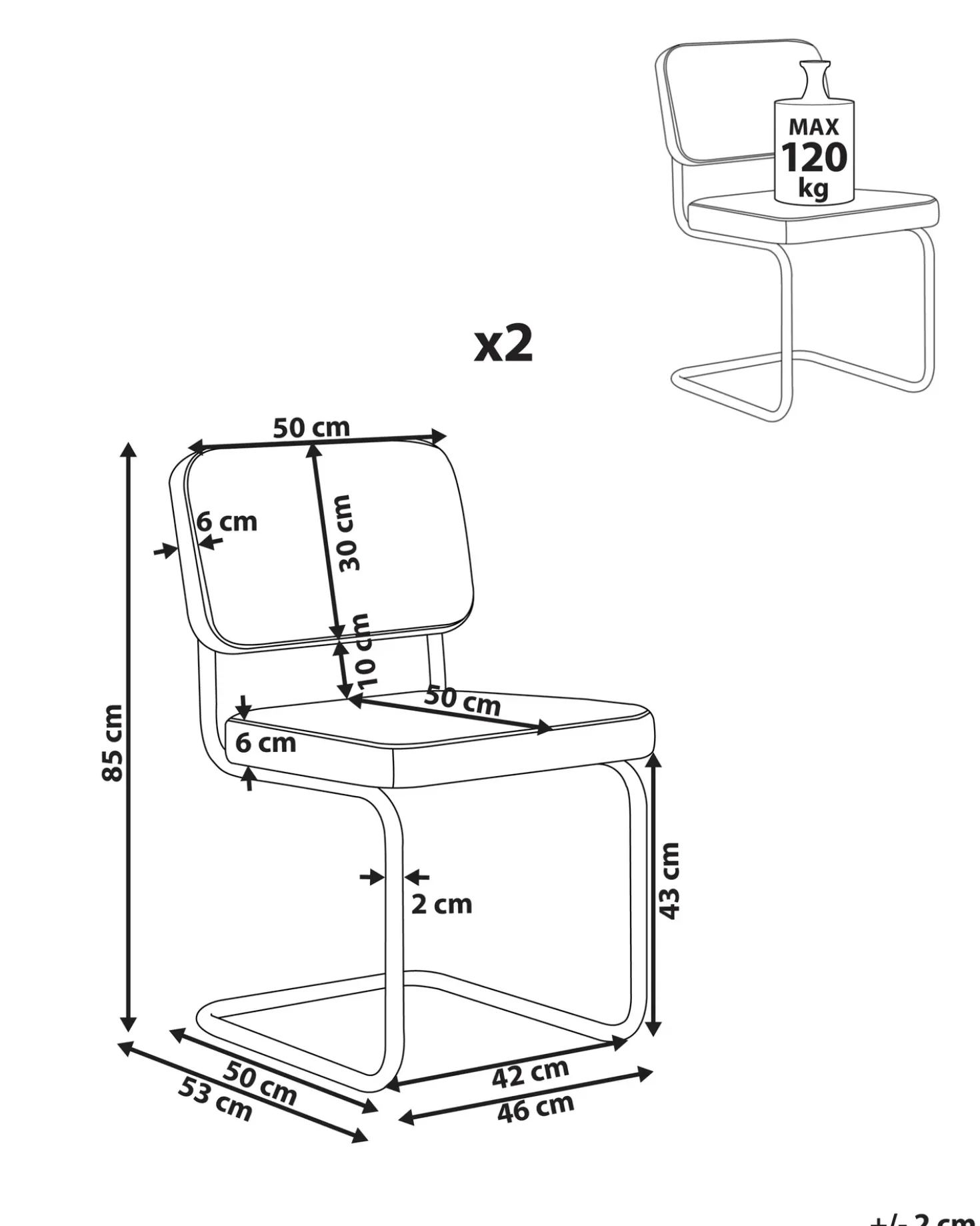 Set di 2 sedie da pranzo IRWIN Velluto a coste Bianco sporco