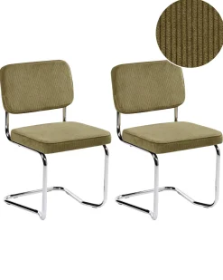 Set di 2 sedie da pranzo IRWIN Velluto a coste Verde oliva