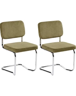Set di 2 sedie da pranzo IRWIN Velluto a coste Verde oliva