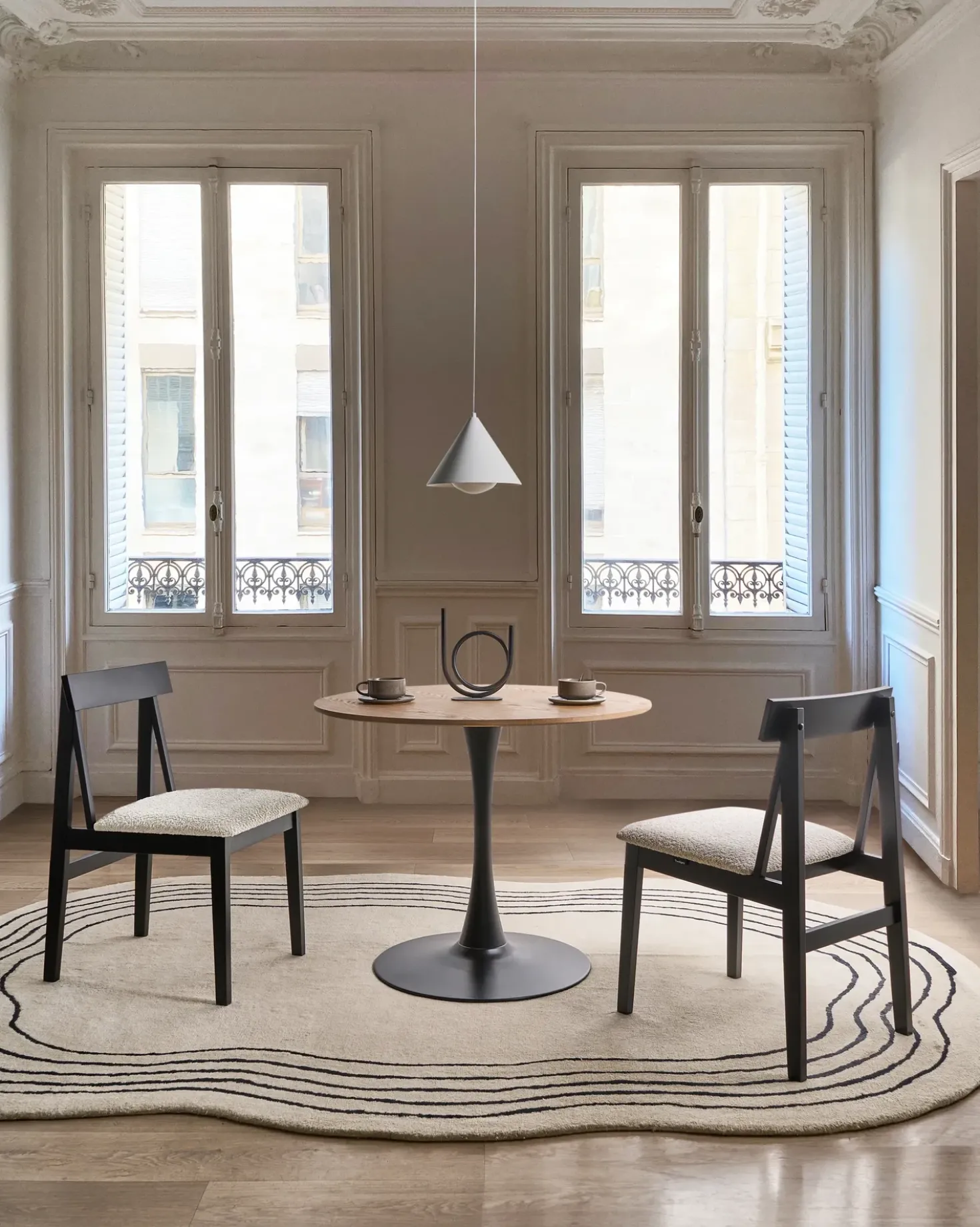 Set di 2 sedie da pranzo ISLE Legno Nero/Beige
