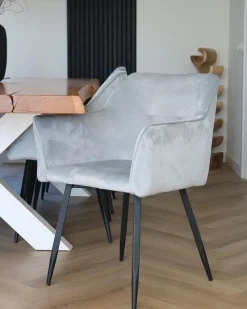 Set di 2 sedie da pranzo JASMIN Velluto Grigio chiaro