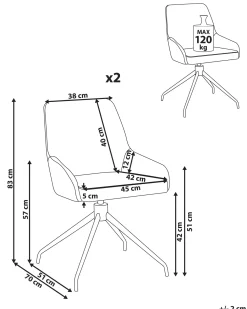 Set di 2 sedie da pranzo JENNER Tessuto Bianco sporco