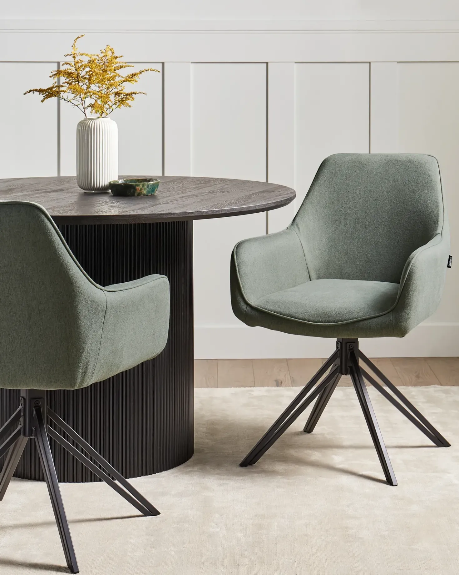 Set di 2 sedie da pranzo JODAR Tessuto Verde scuro