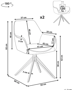 Set di 2 sedie da pranzo JODAR Tessuto Beige chiaro