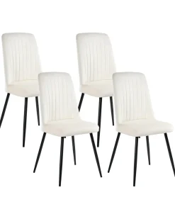 Set di 4 sedie da pranzo KIRBY Velluto Bianco sporco