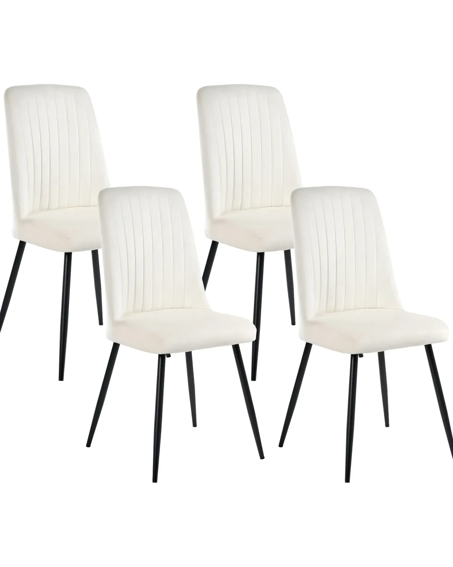 Set di 4 sedie da pranzo KIRBY Velluto Bianco sporco