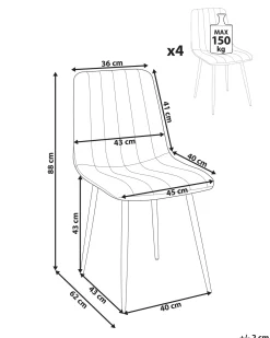 Set di 4 sedie da pranzo KALISPELL Velluto Bianco sporco