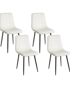 Set di 4 sedie da pranzo KALISPELL Velluto Bianco sporco