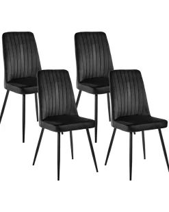 Set di 4 sedie da pranzo KIRBY Velluto Nero