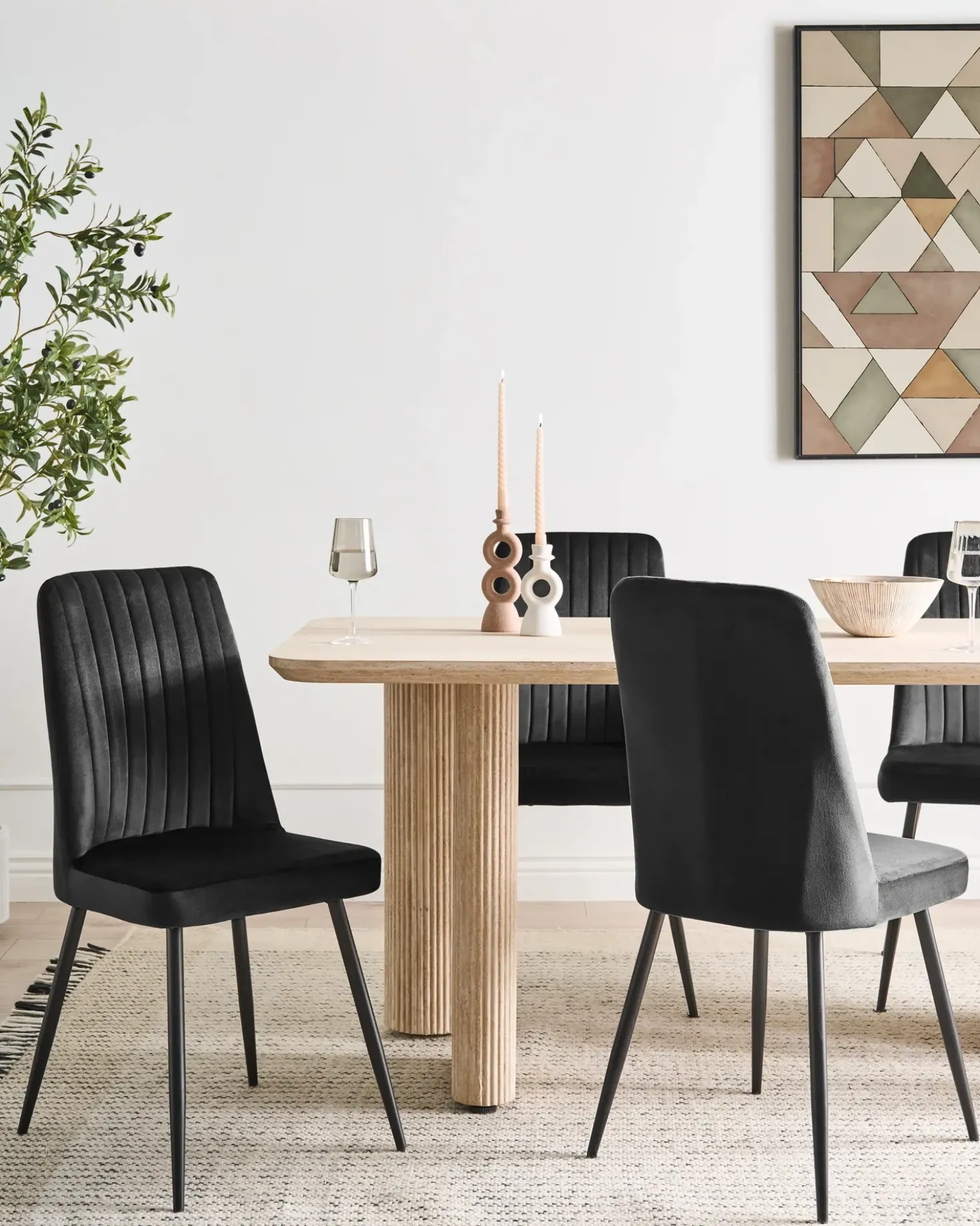 Set di 4 sedie da pranzo KIRBY Velluto Nero