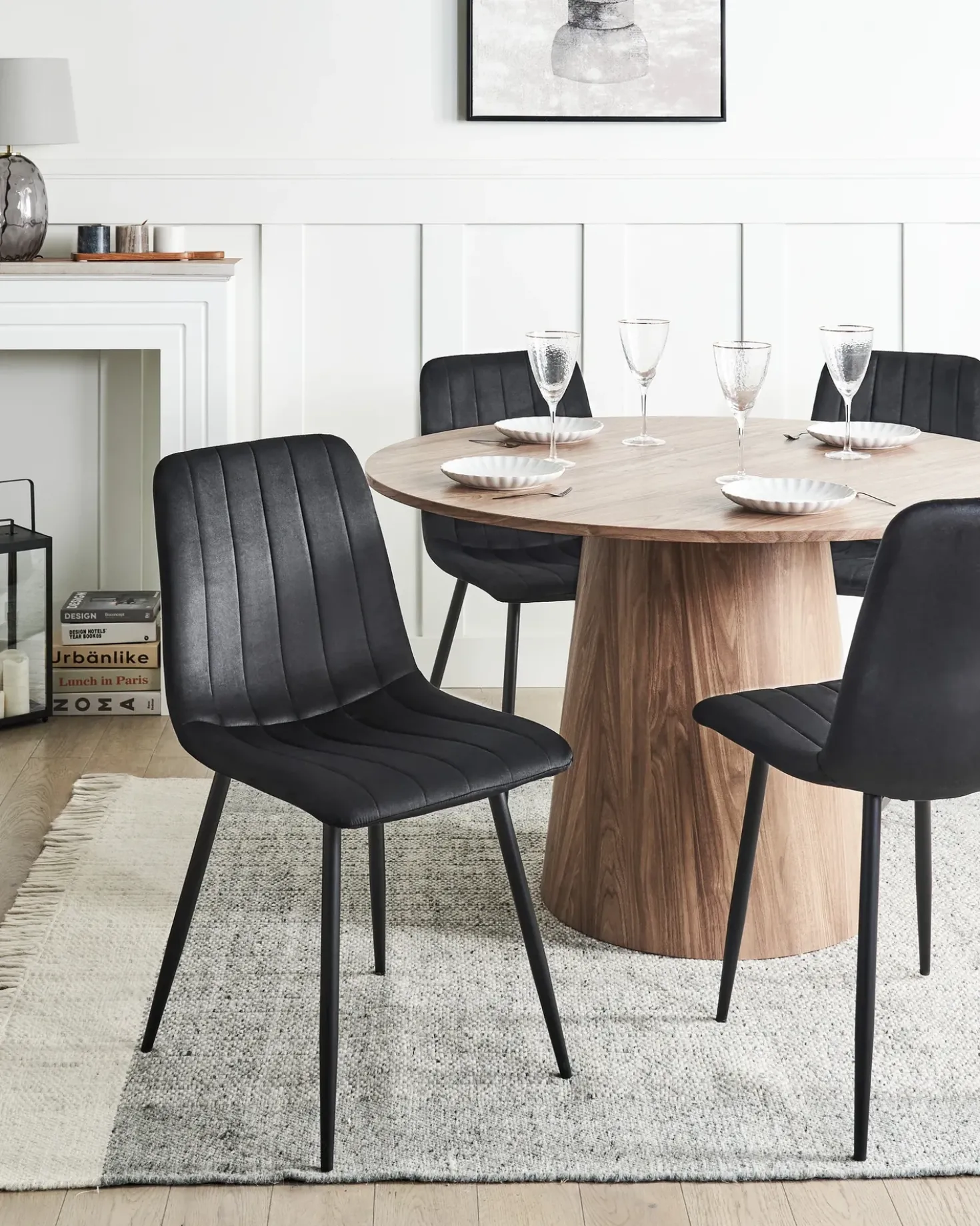 Set di 4 sedie da pranzo KALISPELL Velluto Nero