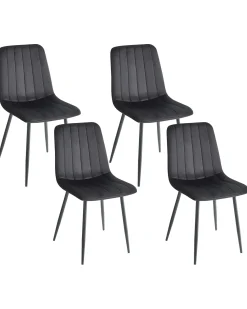 Set di 4 sedie da pranzo KALISPELL Velluto Nero