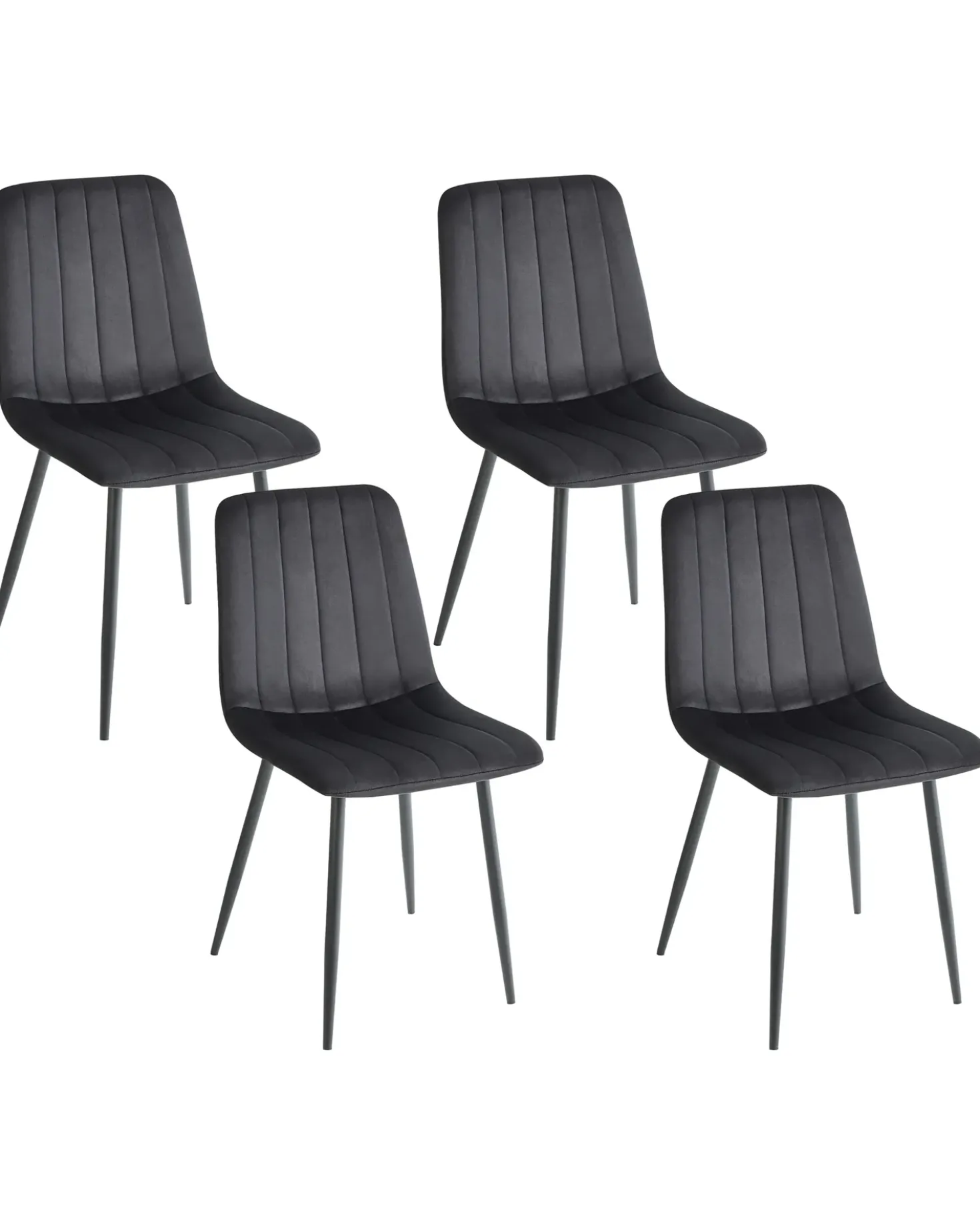 Set di 4 sedie da pranzo KALISPELL Velluto Nero