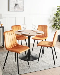 Set di 4 sedie da pranzo KALISPELL Velluto Arancione